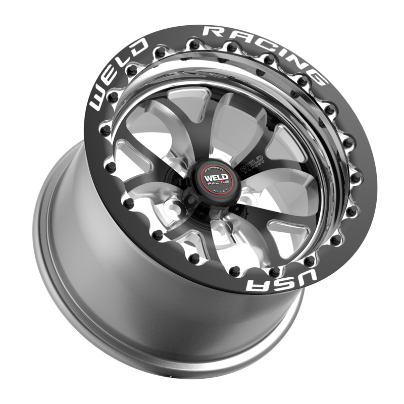 Weld S76 Beadlock 15x9/5x120.65/4.5 BS/3.18 HB - Black Center - Polished Shell - Black SBL MT Wheel