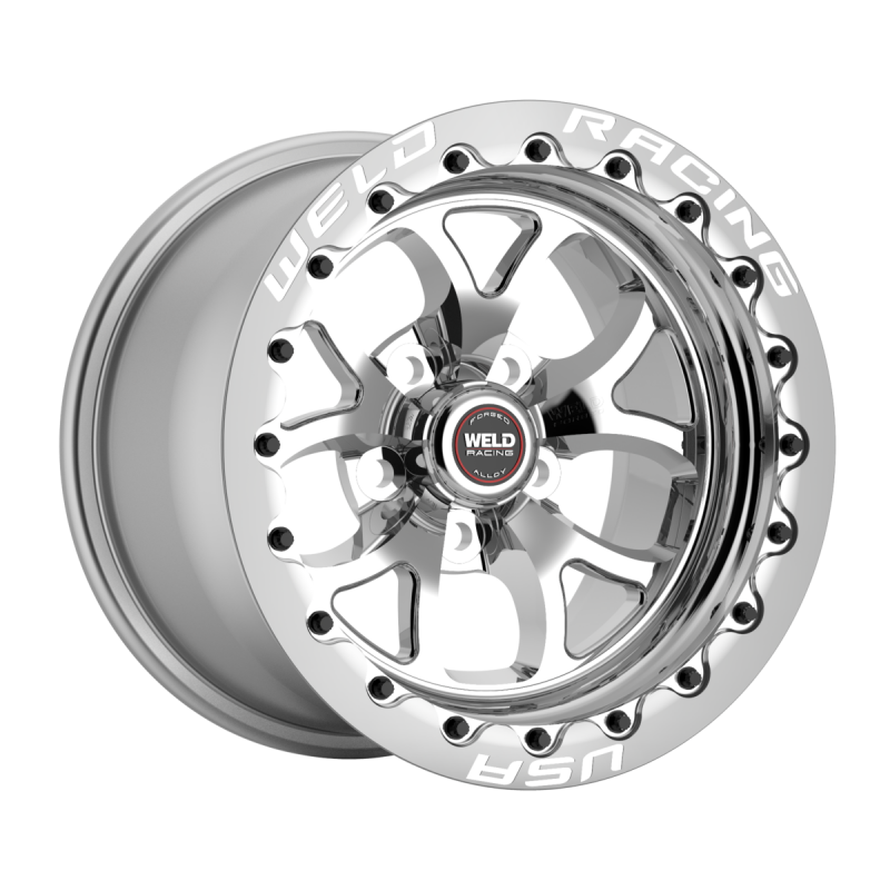 Weld S76 Beadlock 15x10/5x114.3/6.5 BS/3.18 HB-Polished Center-Polished Shell-Black SBL MT Wheel