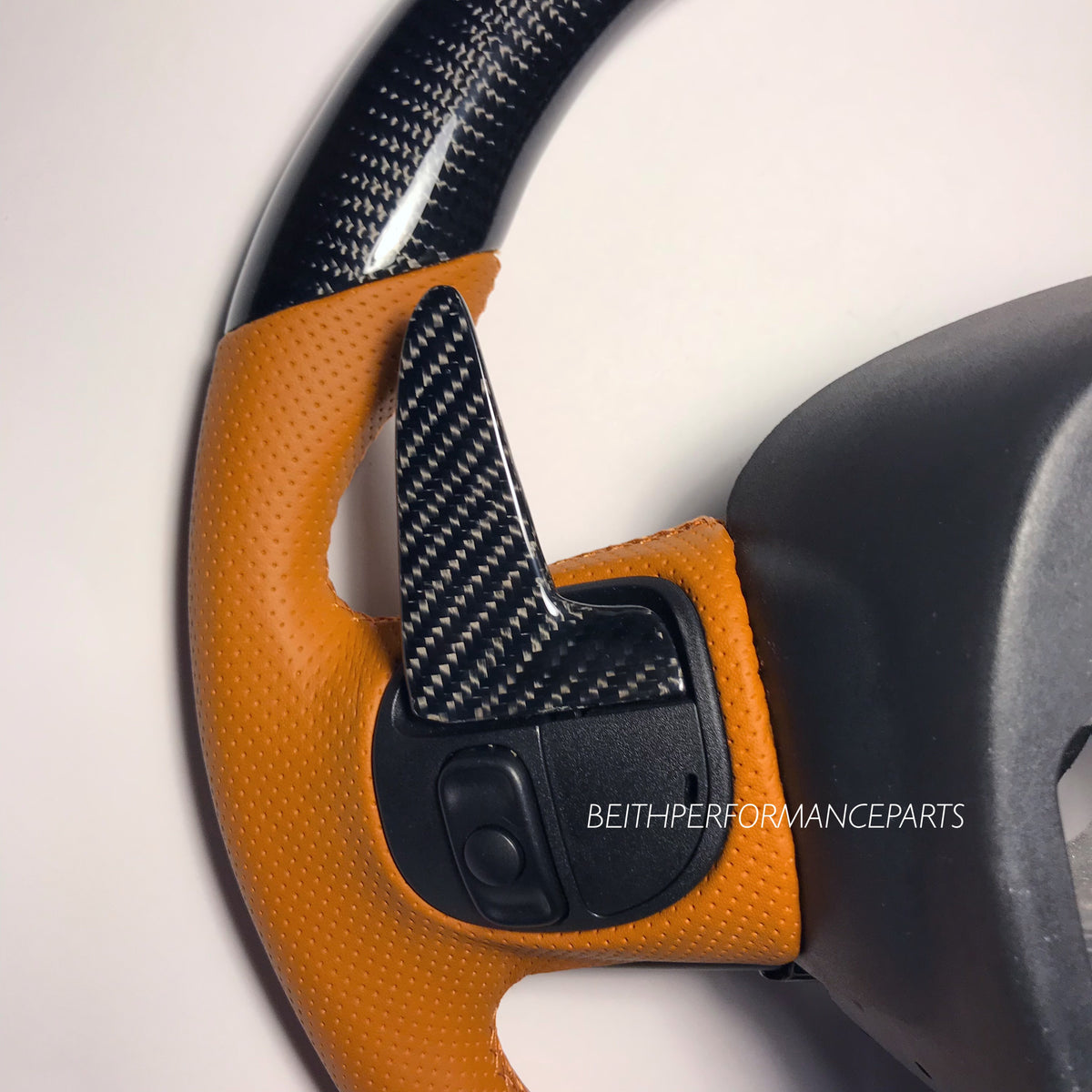 2015+ Dodge Charger/Challenger – Carbon – Sepia Tan Leather , Tan Stitching