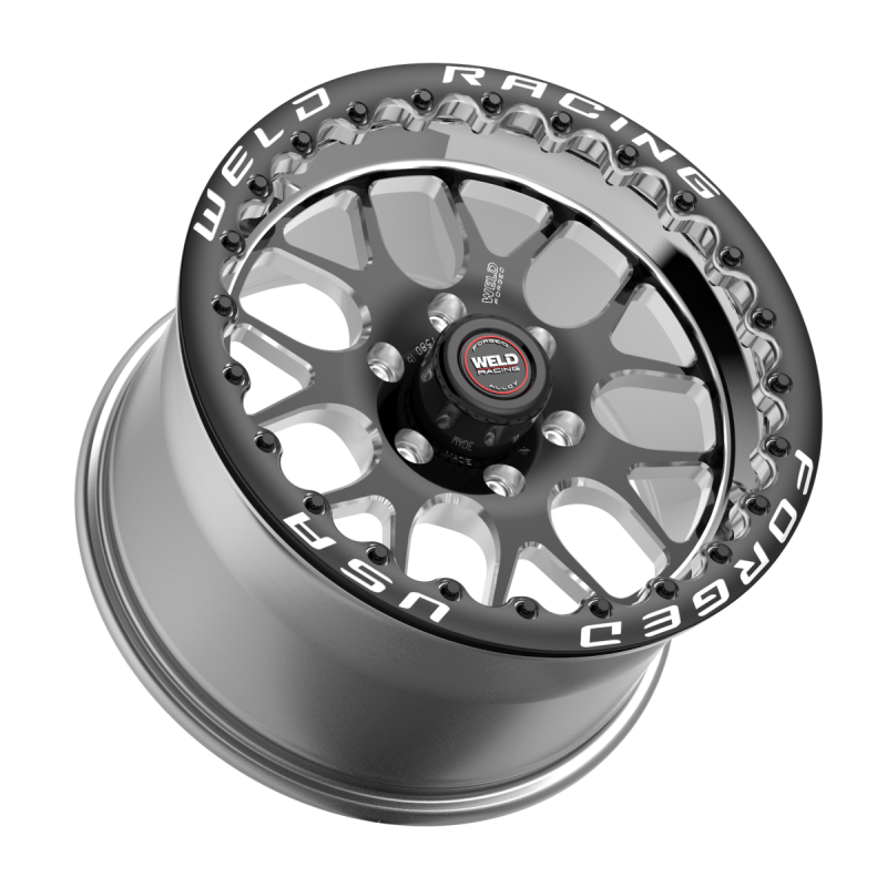Weld S77 HD Beadlock 15x10/6x127/7.5 BS/3.54 HB-Black Center-Polished Shell-Black SBL MT Wheel