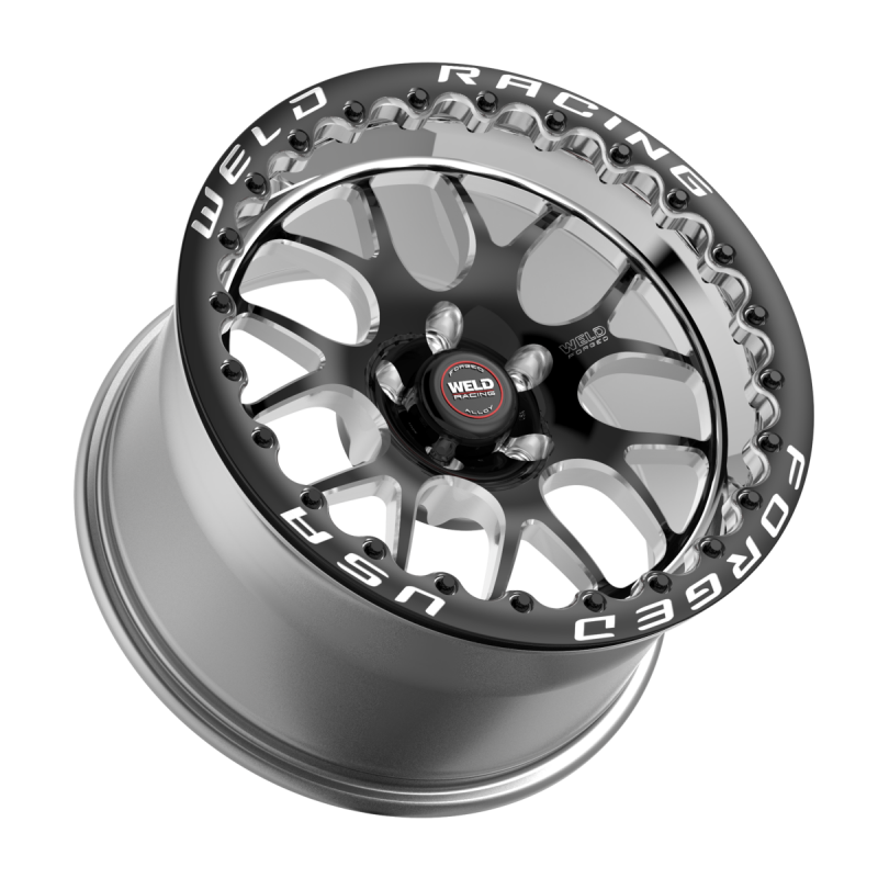 Weld S77 Beadlock 15x12/5x115/6.5 BS/3.18 HB - Black Center - Polished Shell - Black SBL MT Wheel