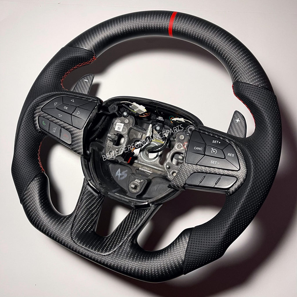 2015+ Dodge Charger/Challenger – Matte Carbon – Red Stitch