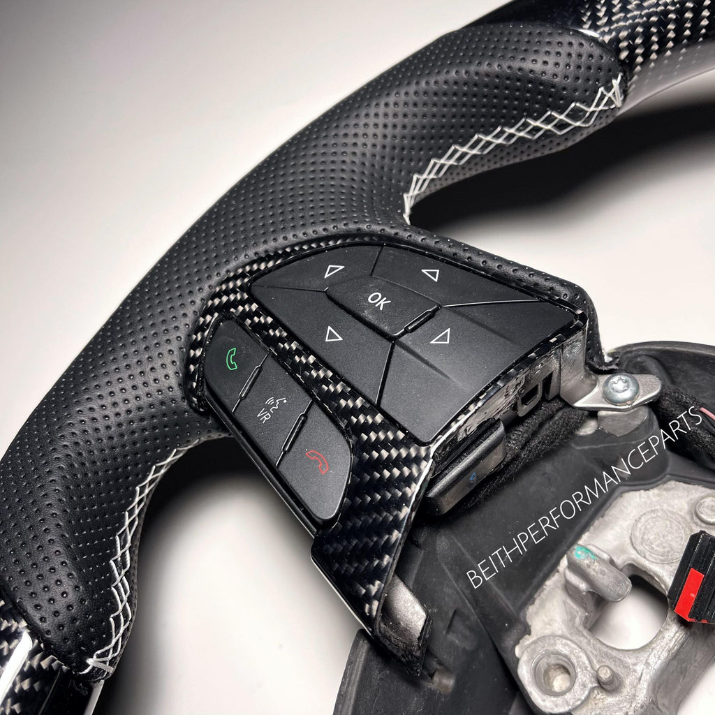 2015+ Dodge Hellcat / Cherokee SRT – Carbon – White Stitch