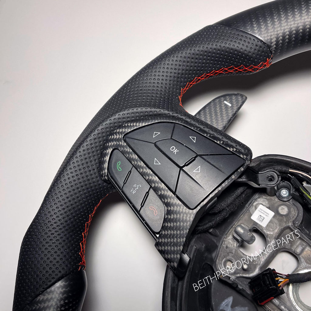 2015+ Dodge Charger/Challenger – Matte Carbon – Red Stitch