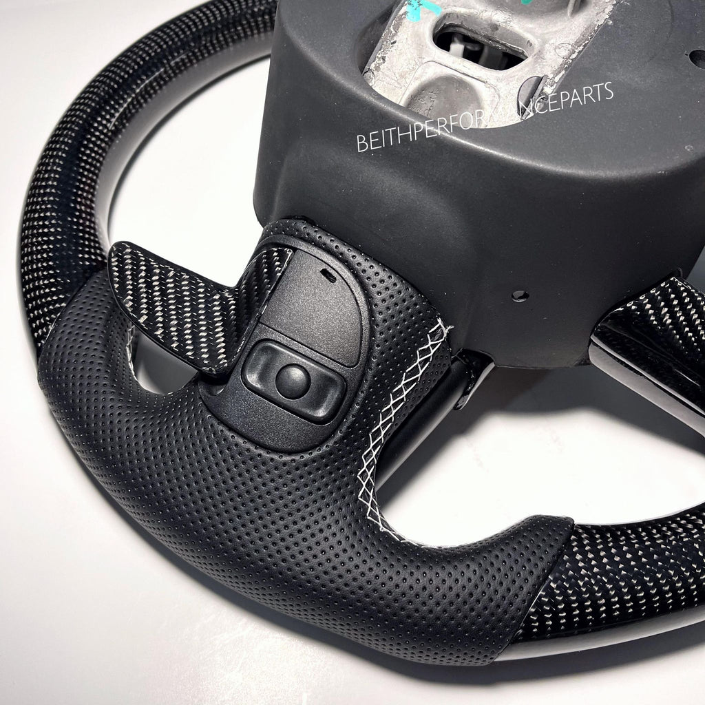 2015+ Dodge Charger/Challenger/Jeep SRT – Carbon – White Stitching