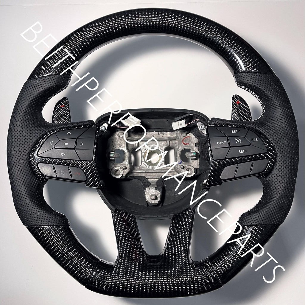 2015+ Dodge Charger/Challenger/Jeep SRT – Carbon – White Stitching