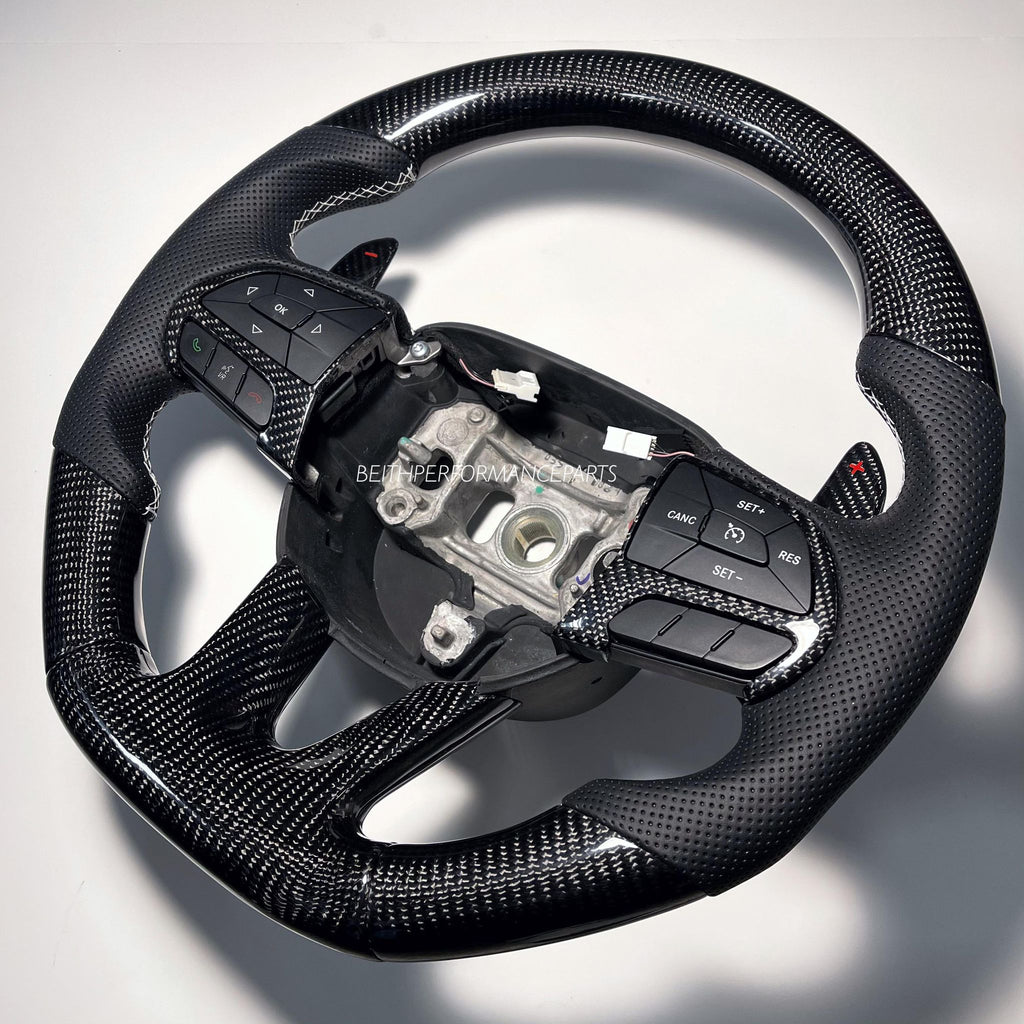 2015+ Dodge Charger/Challenger/Jeep SRT – Carbon – White Stitching