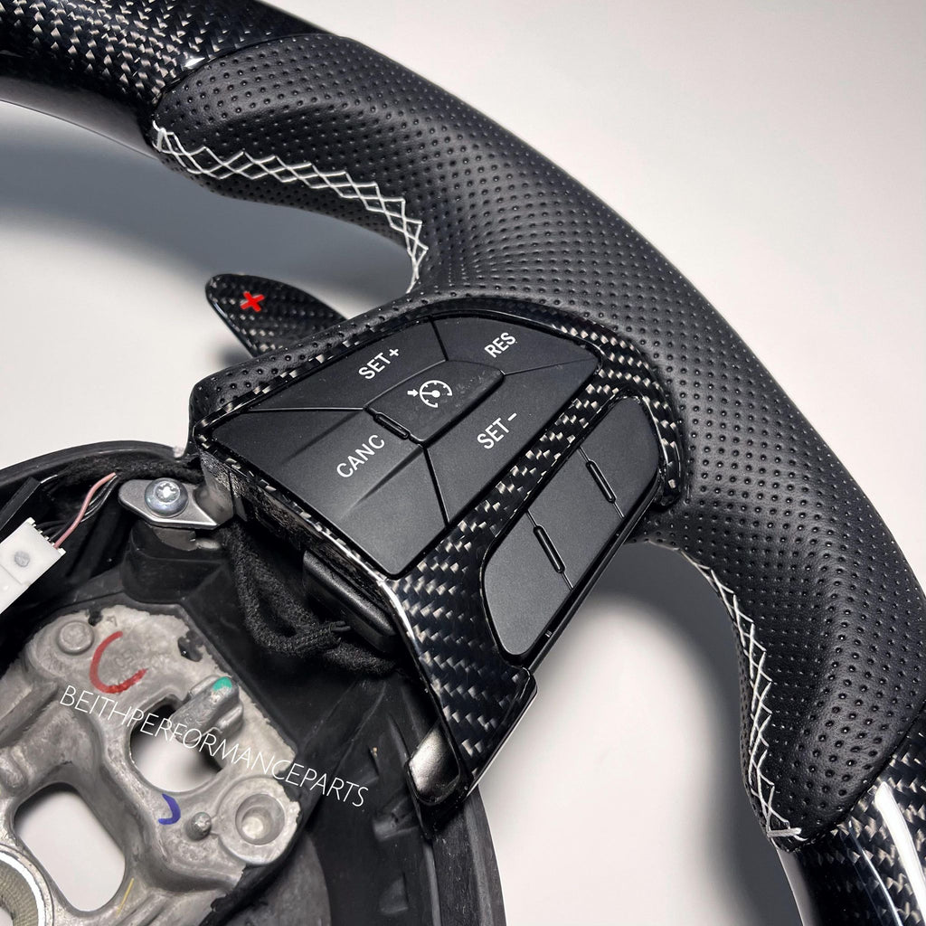 2015+ Dodge Charger/Challenger/Jeep SRT – Carbon – White Stitching