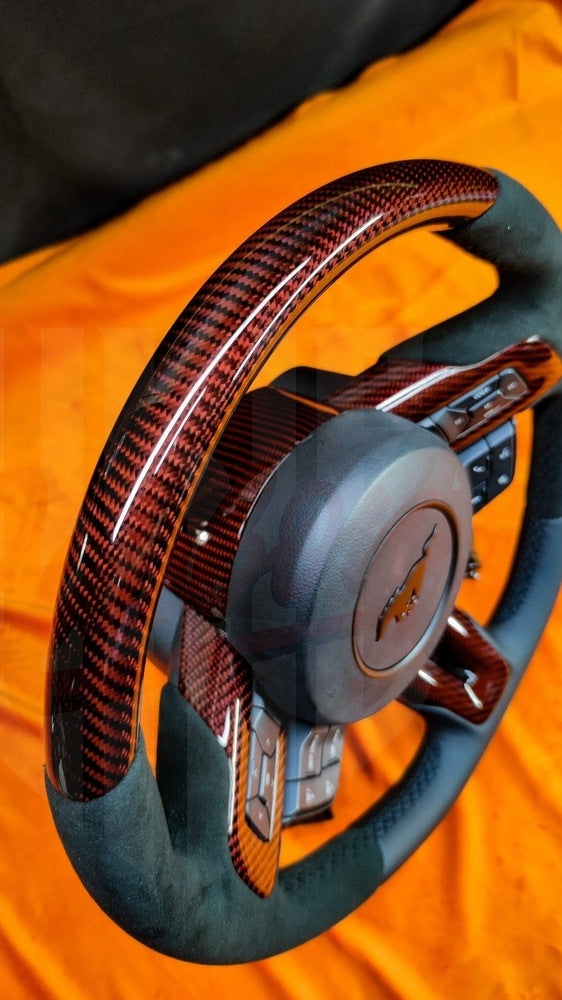 2015-2023 Mustang S550  Red Carbon Fiber Steering Wheel