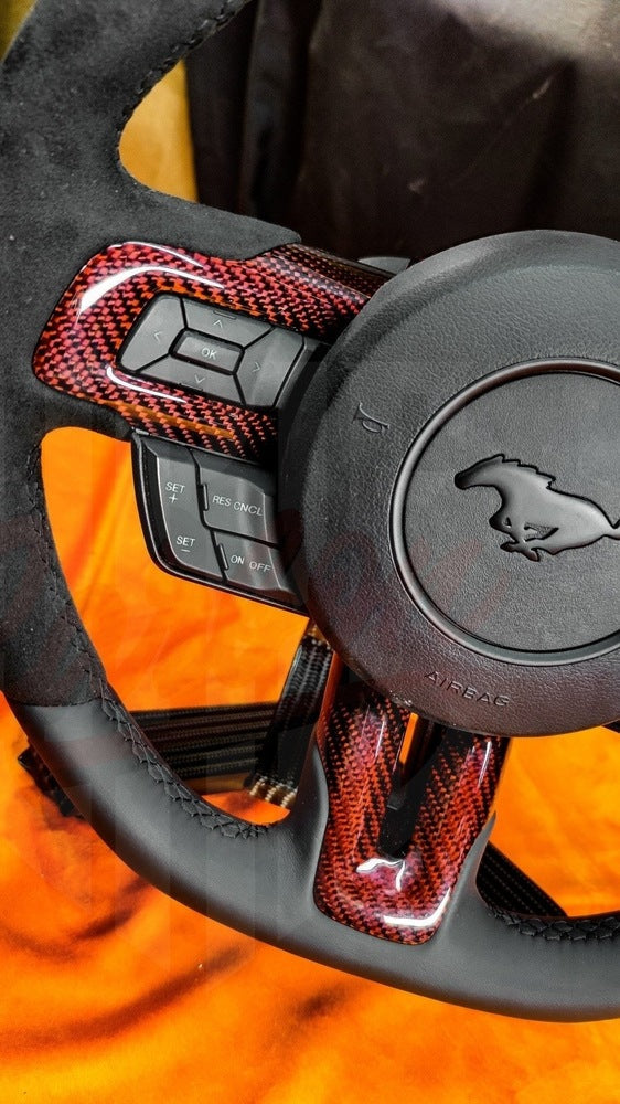 2015-2023 Mustang S550  Red Carbon Fiber Steering Wheel