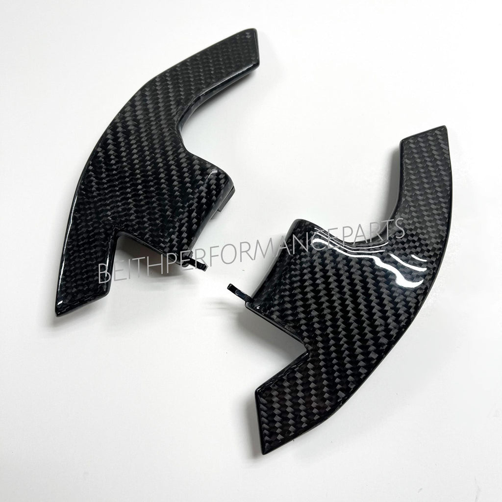 2015+ Ford Mustang – Custom Carbon Paddle Shifters (Red Symbols)