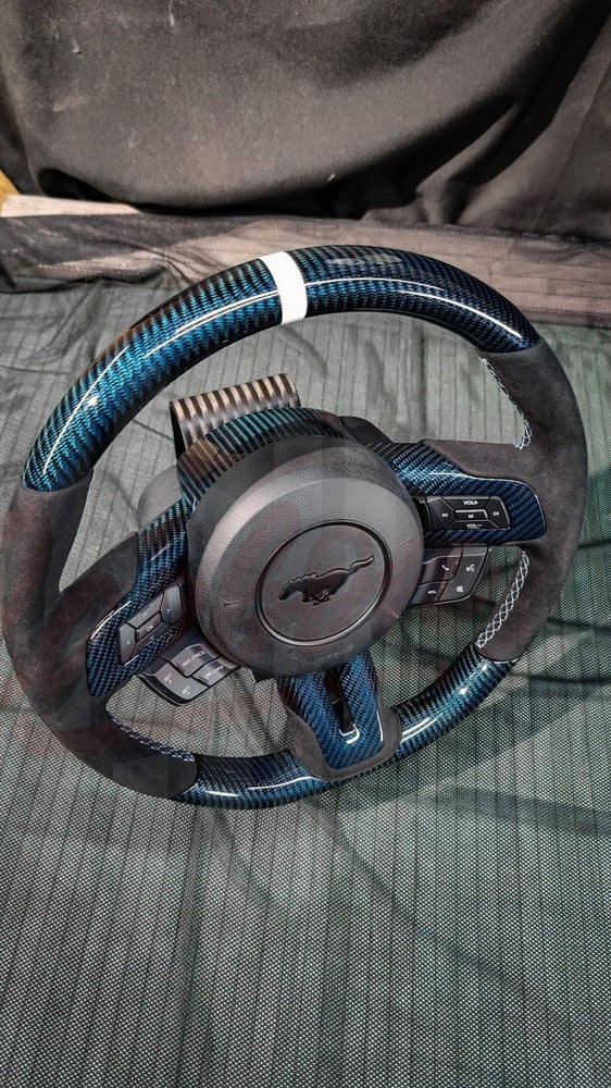 2015-2023 Mustang S550 Blue Carbon Fiber Steering Wheel