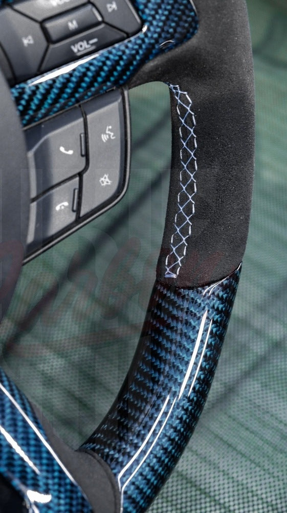 2015-2023 Mustang S550 Blue Carbon Fiber Steering Wheel