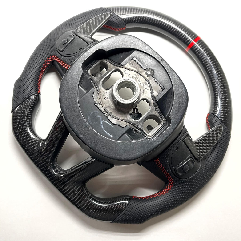 2015+ Dodge Charger/Challenger – Carbon – Red Stitch, Red Stripe