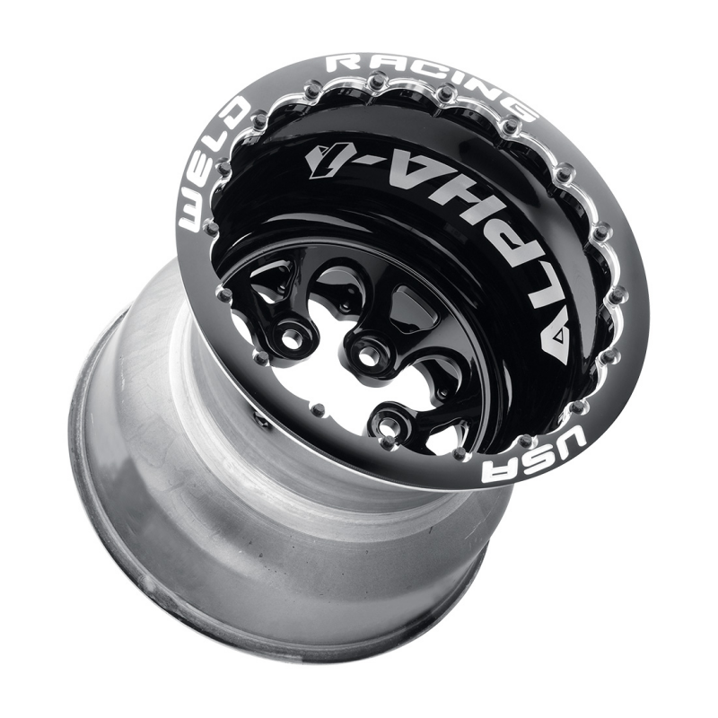 Weld Alpha-1 15x16 / 5x4.5 / 5 BS / 3.18 HB - Gloss Black Center - Gloss Black Shell - DBL MT Wheel
