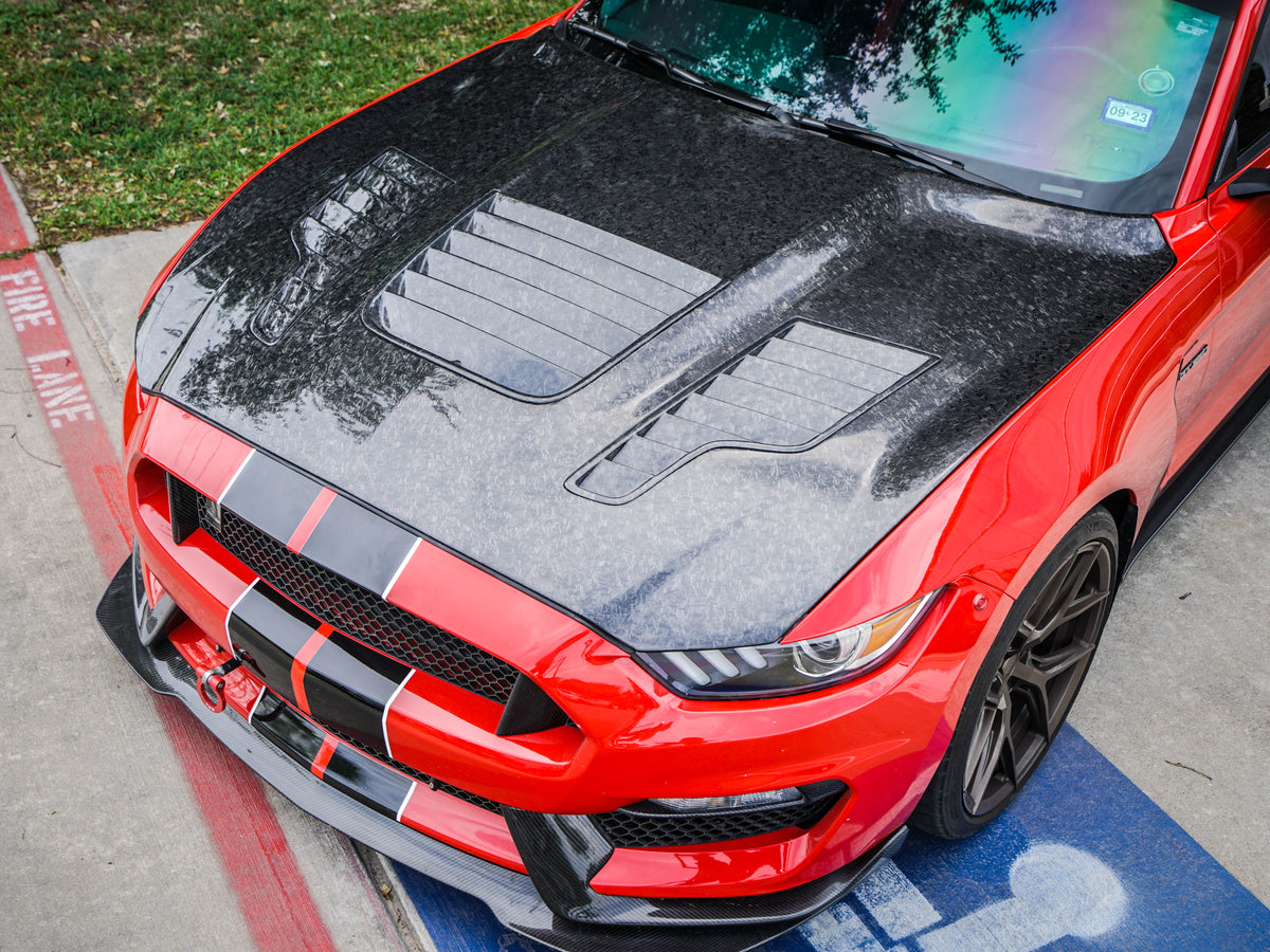 2015-2020 S550 Mustang GT350R Forged Carbon Fiber A88KR Heat Extractor Hood - EXCLUSIVE
