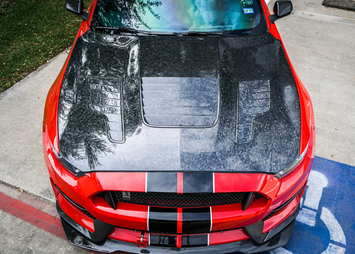 2015-2020 S550 Mustang GT350R Forged Carbon Fiber A88KR Heat Extractor Hood - EXCLUSIVE