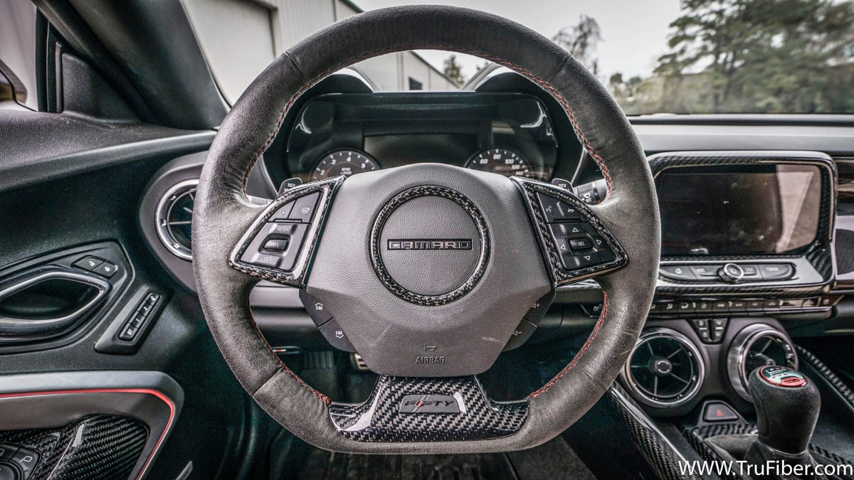 2016-2019 Camaro Carbon Fiber LG364 Steering Wheel Trim Covers - EXCLUSIVE