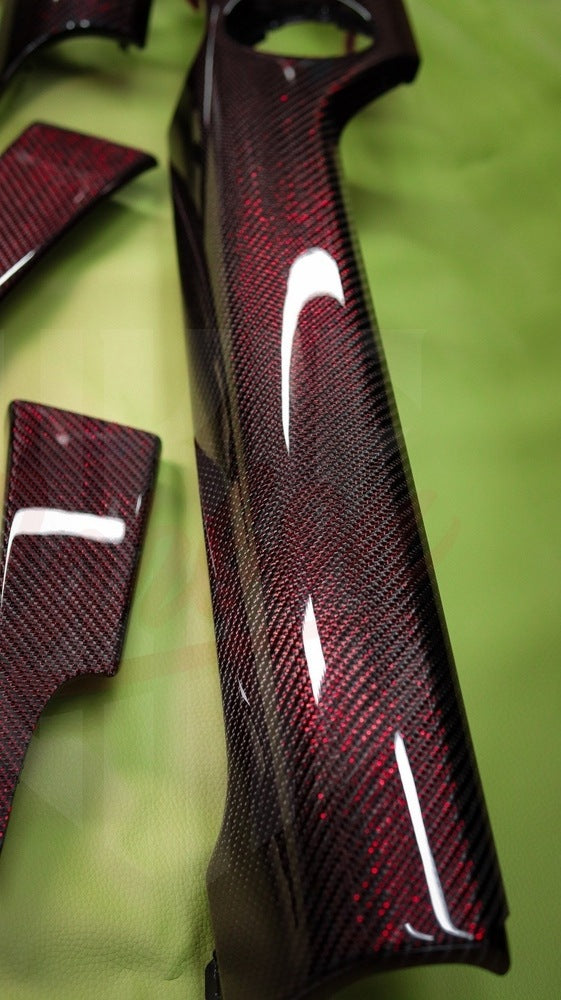2015-2023  Mustang S550 Reflective Red  Carbon Fiber Dashboard Trim