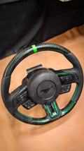 2015-2023 Mustang S550 GREEN REFLECTED CARBON FIBER Steering Wheel
