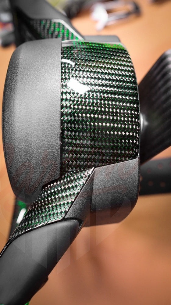 2015-2023 Mustang S550 GREEN REFLECTED CARBON FIBER Steering Wheel