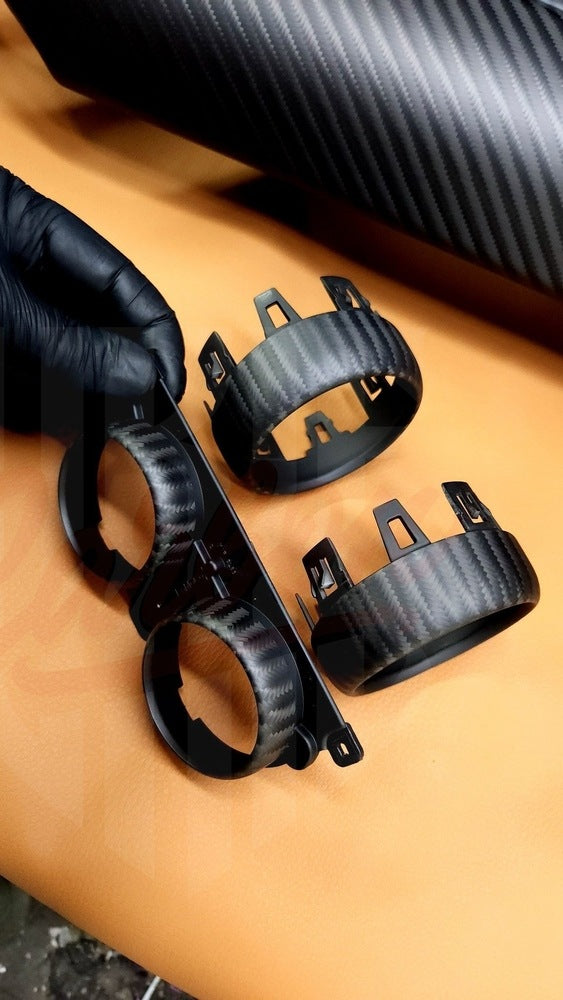 2015-2023 Mustang S550 4x4 Twill Matte Carbon Fiber Air Vents / Gauges Bezels