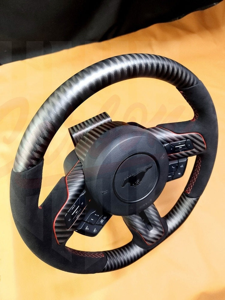 2015-2023 Mustang S550 4x4 Twill Matte Carbon Fiber Steering Wheel