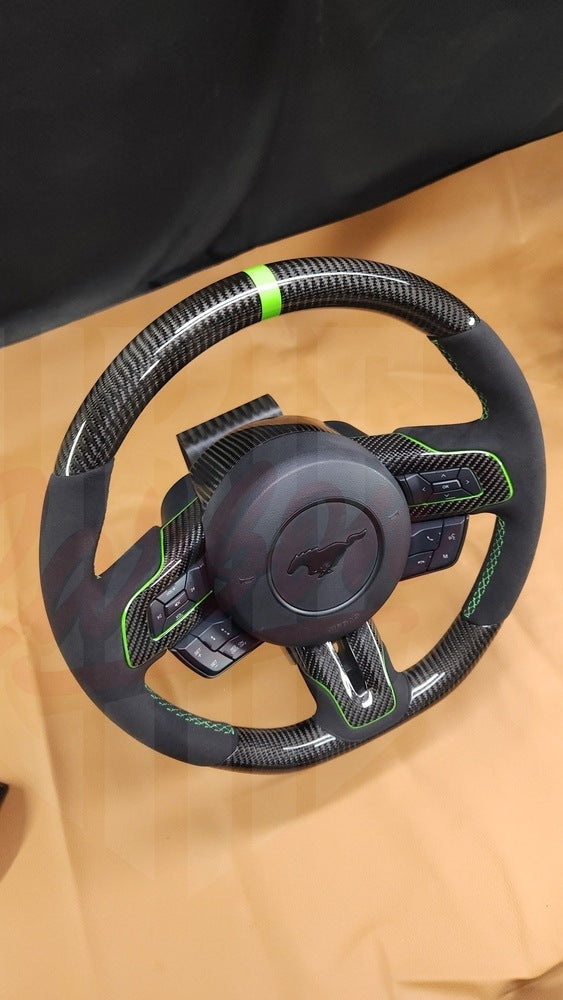 2015-2023 Mustang S550 Carbon Fiber Steering Wheel With Colored Accents