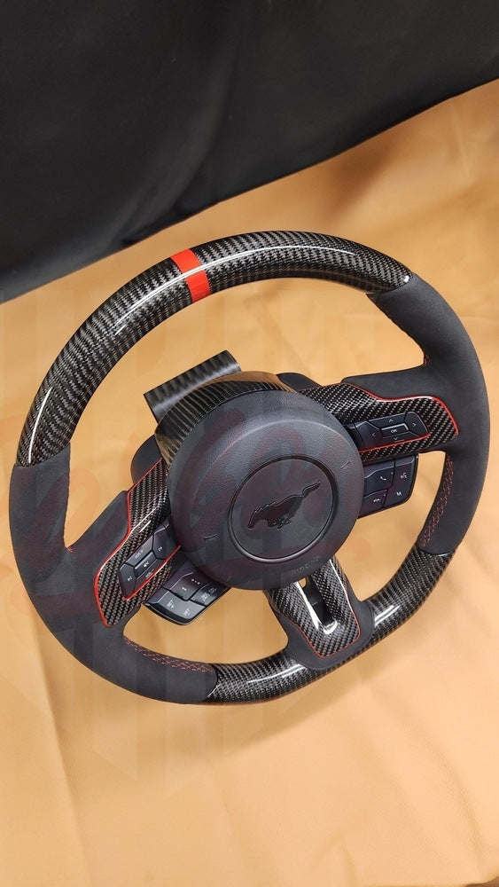 2015-2023 Mustang S550 Carbon Fiber Steering Wheel With Colored Accents