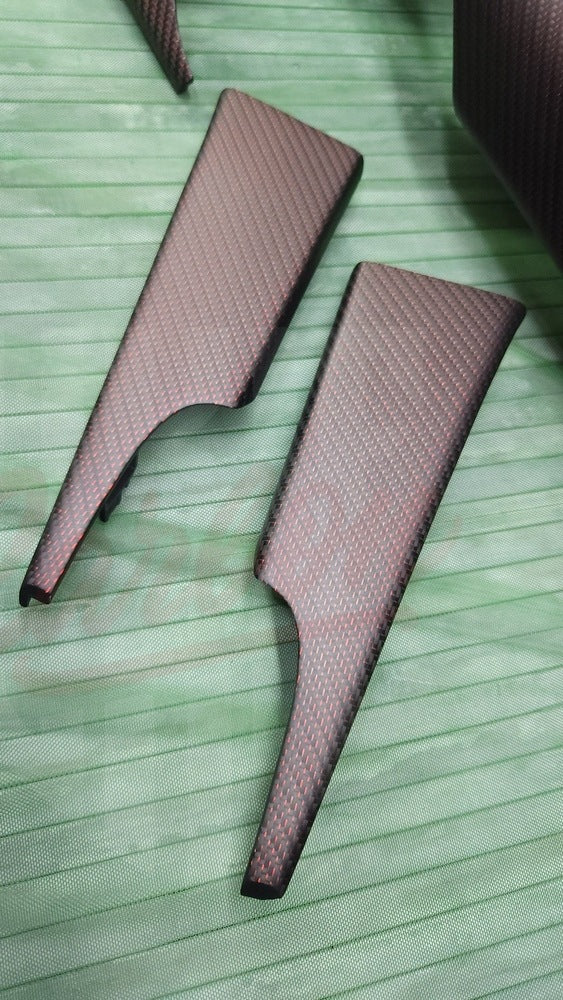 2015-2023 S550  Mustang Matte Red Reflective Carbon Fiber Dashboard Trim