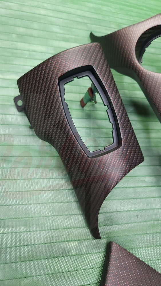 2015-2023 S550  Mustang Matte Red Reflective Carbon Fiber Dashboard Trim