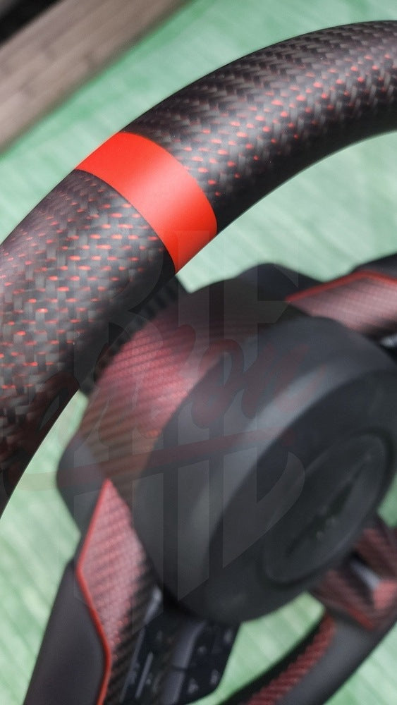 2015-2023 Mustang S550 Reflective Red Matte Carbon Fiber Steering Wheel