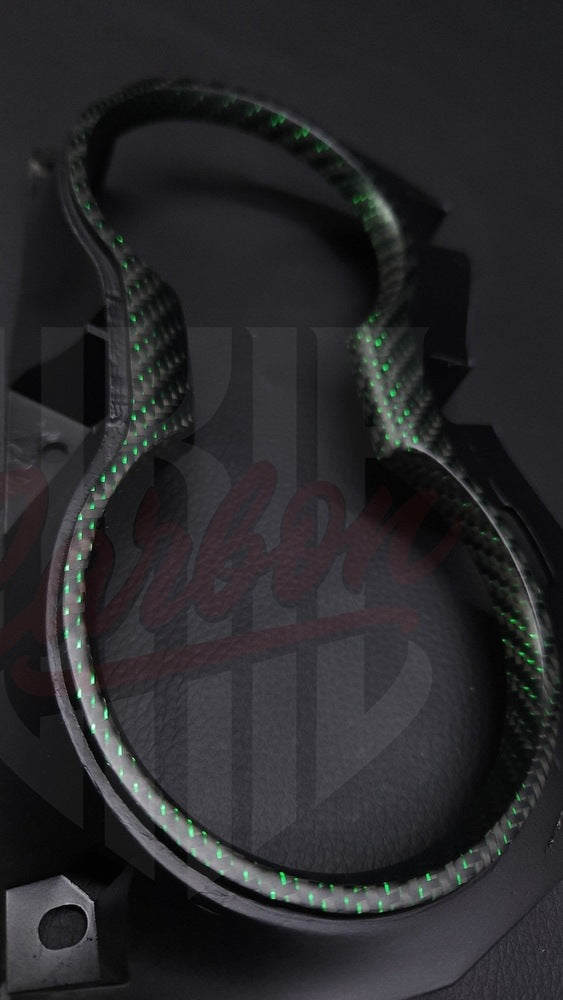 2015-2023 Mustang S550 Matte Reflective Green Carbon Fiber Cup Holder