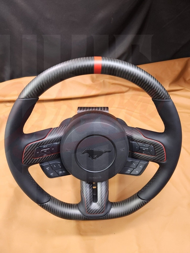 2015-2023 Mustang S550 Steering Wheel Top and Bottom Matte Carbon Fiber