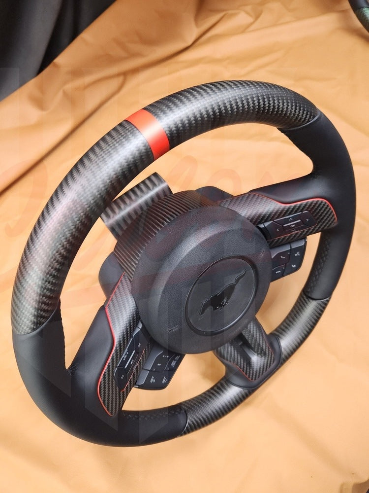 2015-2023 Mustang S550 Steering Wheel Top and Bottom Matte Carbon Fiber