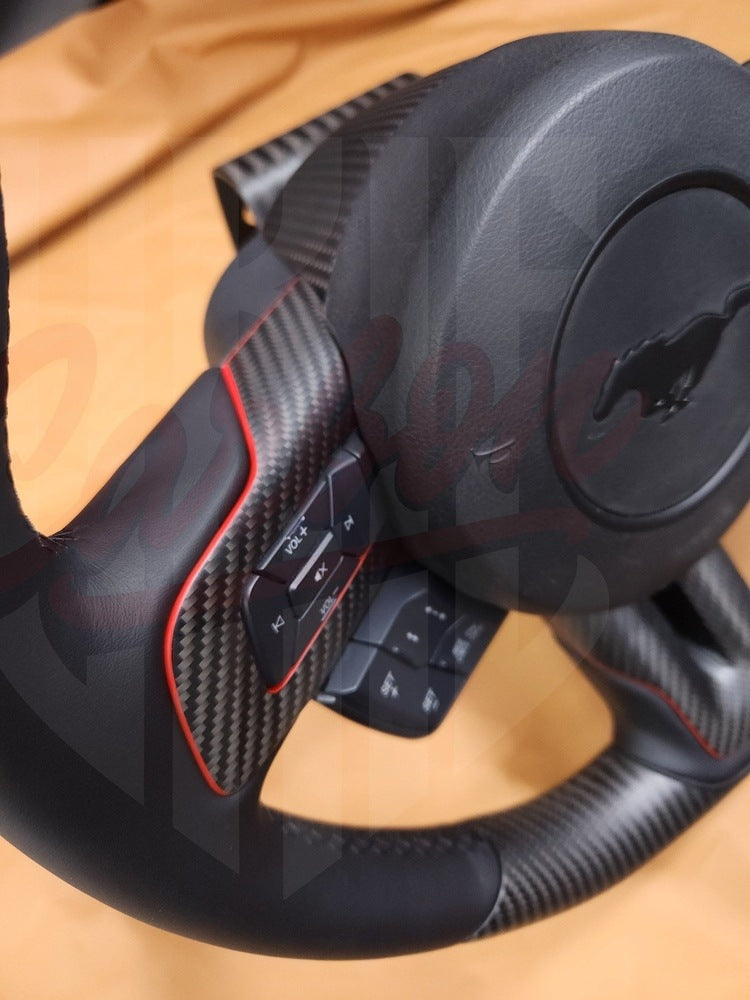 2015-2023 Mustang S550 Steering Wheel Top and Bottom Matte Carbon Fiber