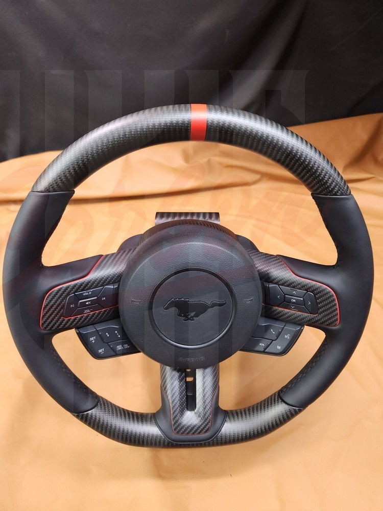 2015-2023 Mustang S550 Steering Wheel Top and Bottom Matte Carbon Fiber