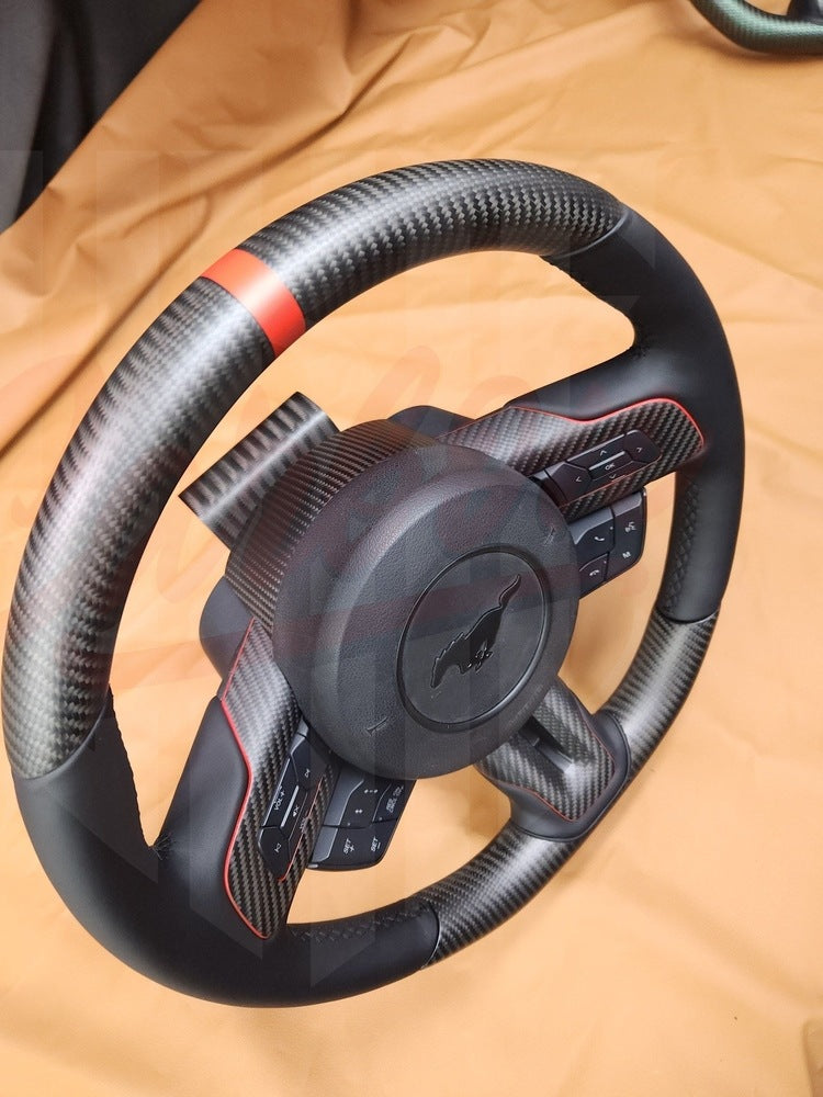 2015-2023 Mustang S550 Steering Wheel Top and Bottom Matte Carbon Fiber