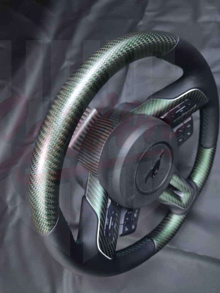 2015-2023 S550 Mustang Matte Reflective Green Carbon Fiber Steering Wheel