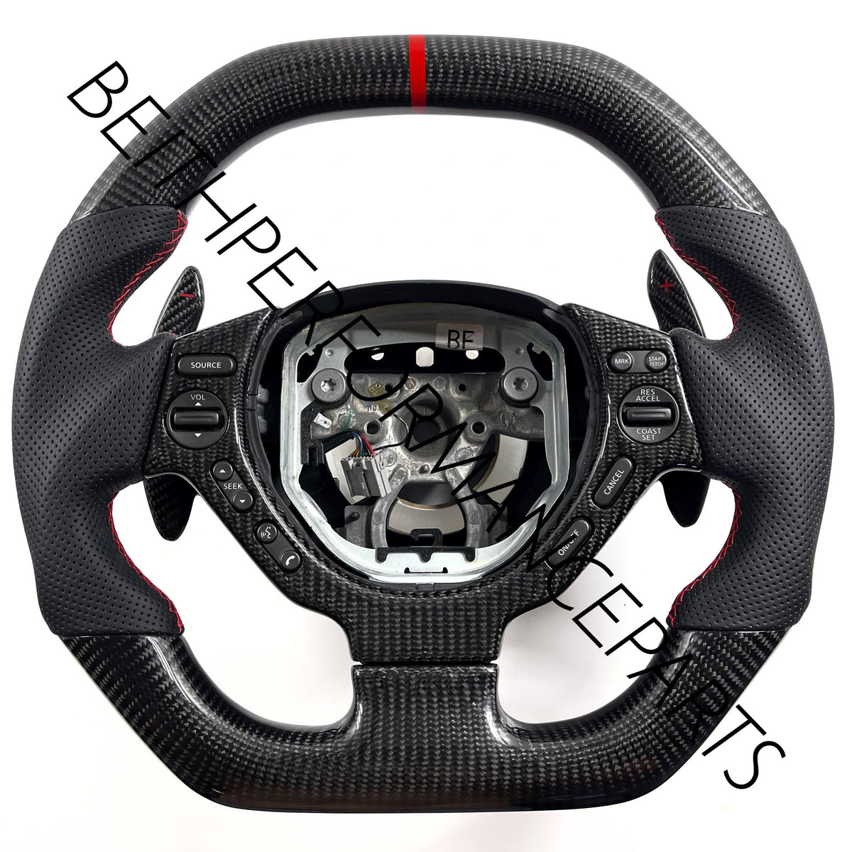 2008-16 Nissan GTR – Carbon – Red Stitching, Red Stripe