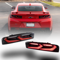 2016-2018 CHEVY CAMARO VELOX LED TAILLIGHTS GLOSS BLACK/RED LENS image 0