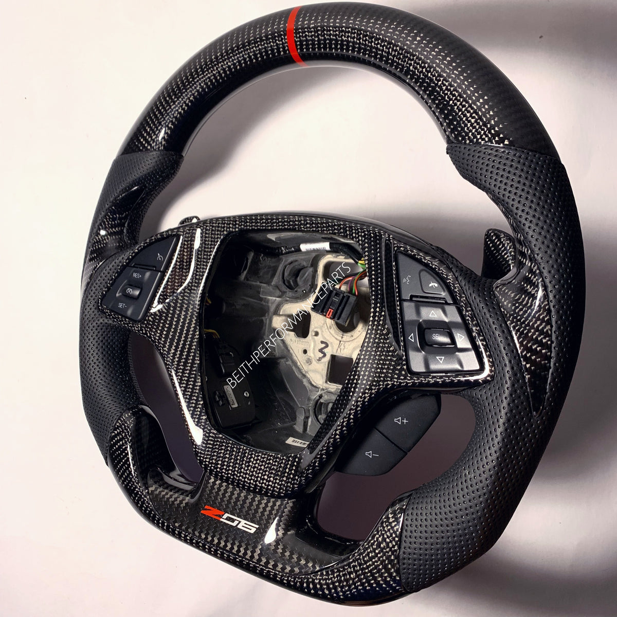 2014+ Corvette Z06 – Carbon – Red Stitching, Red Stripe