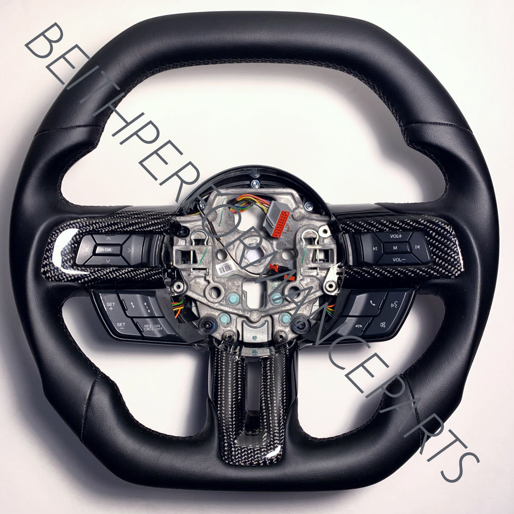2015-2017 Ford Mustang – Custom Full Black Leather – With Carbon Bezels