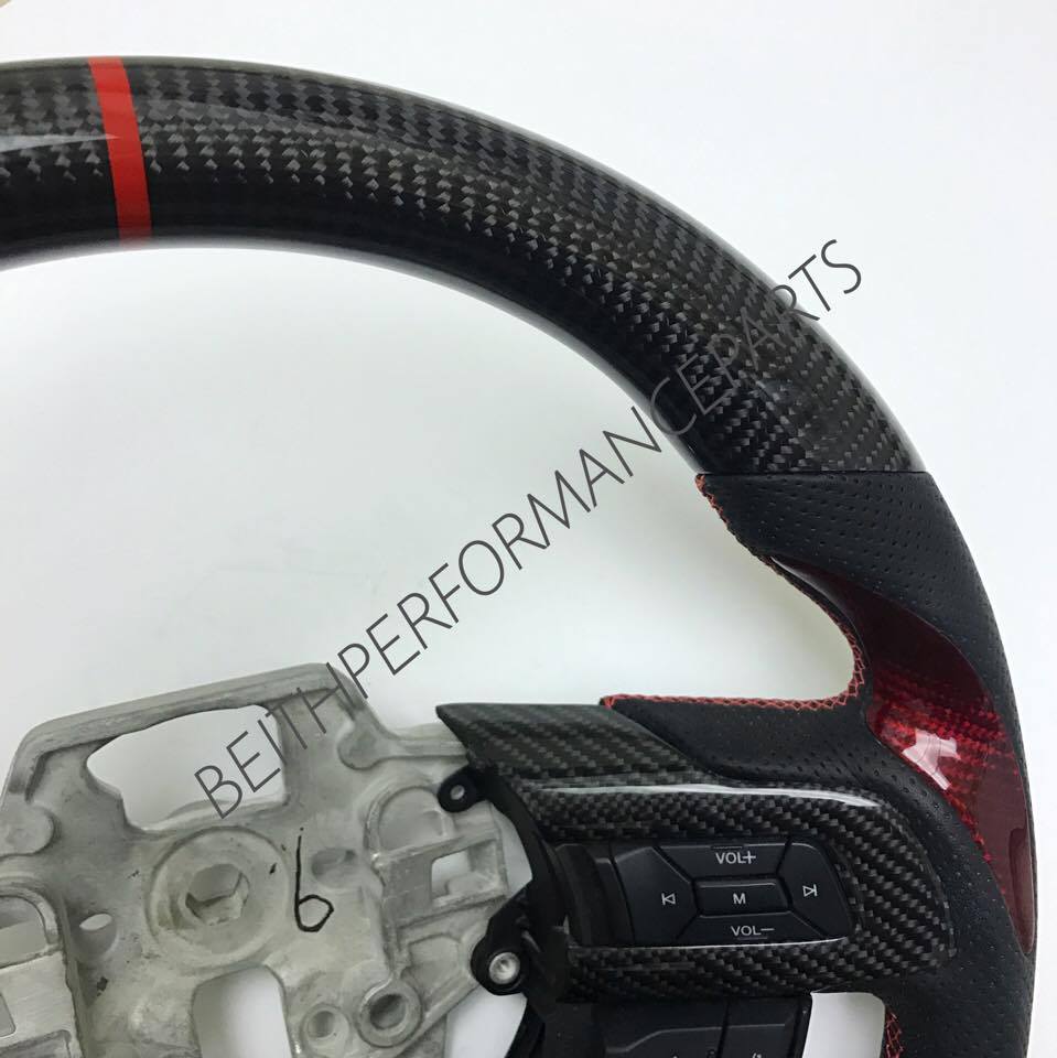 2015+ Mustang Carbon – *New Style* Red Stitch, Red Stripe *New Release!*