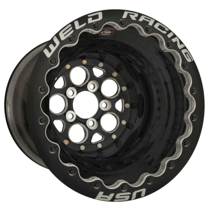 Weld Magnum 15x12 / 5x4.5 / 4 BS / 3.18 HB - Polished Center - Black Shell - Black SBL MT Wheel