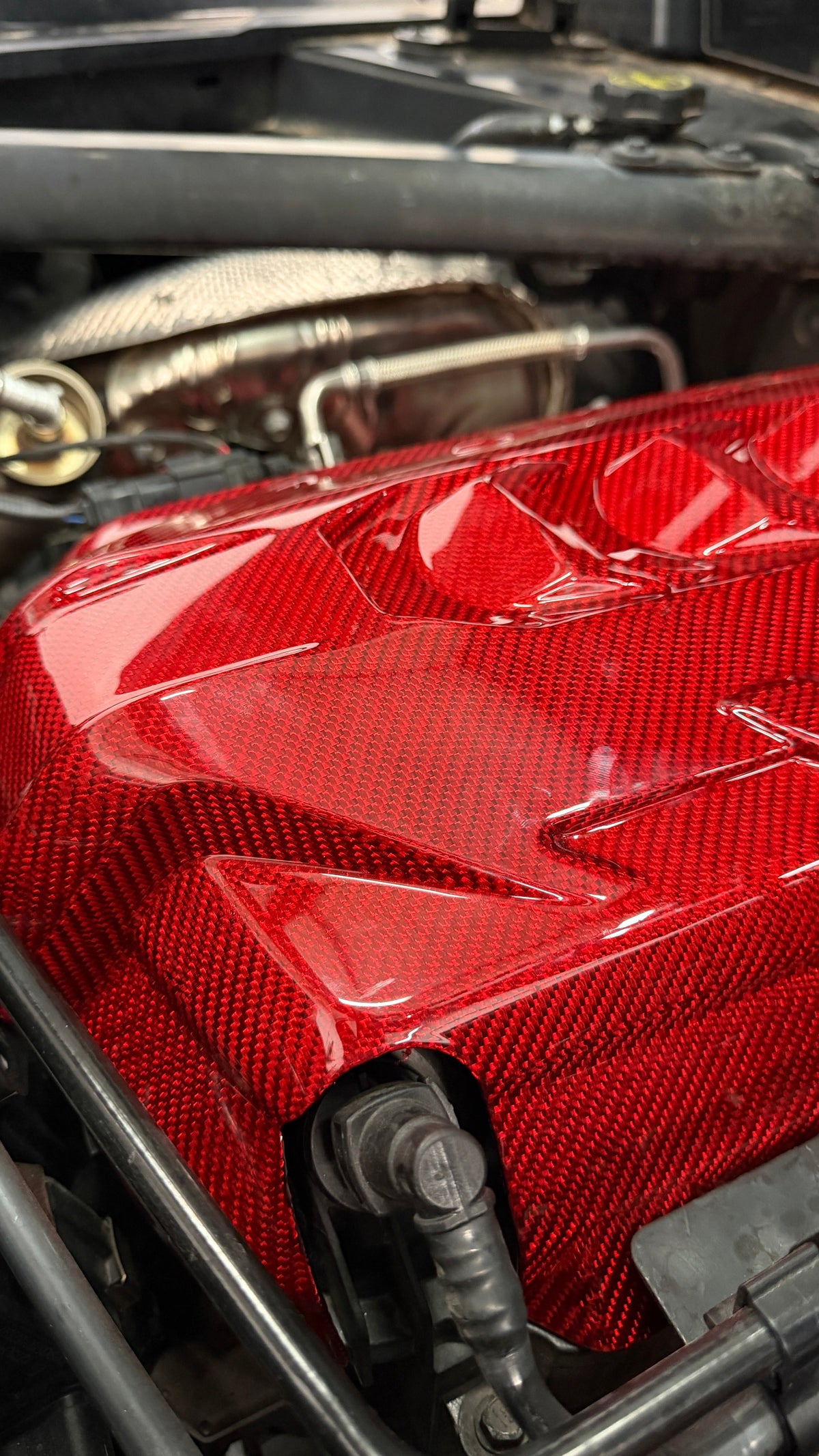 Corvette C8 Red Carbon Fiber Engine Cover