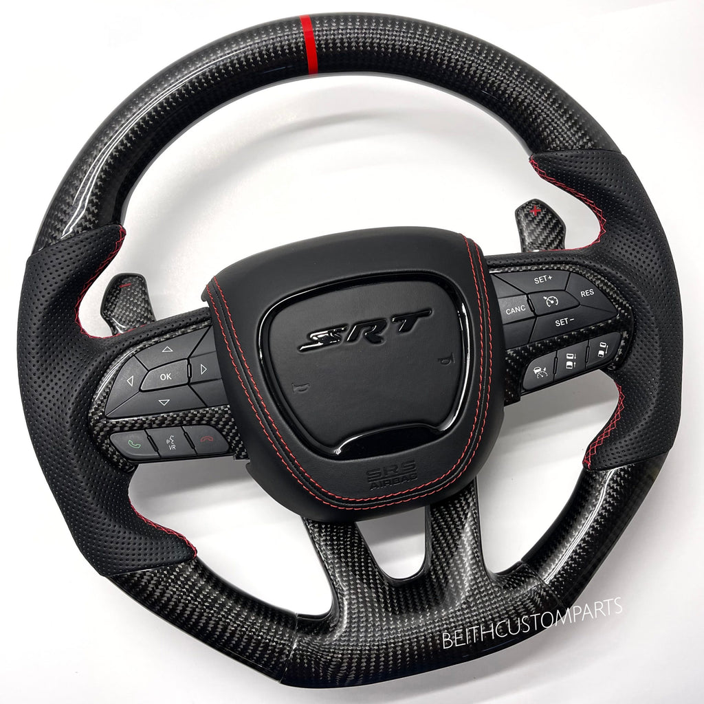 2015+ Dodge Hellcat / 2014+ Jeep SRT – Carbon – Red Stitching