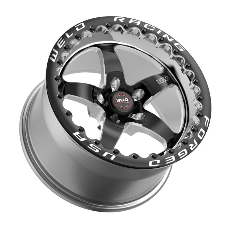 Weld S71 Beadlock 15x9/5x120.65/6.5 BS/3.18 HB - Black Center - Polished Shell - Black SBL MT Wheel