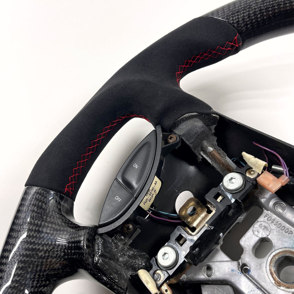 1994-2004 Ford Mustang – Carbon – Alcantara, Red Stitching, Red Stripe