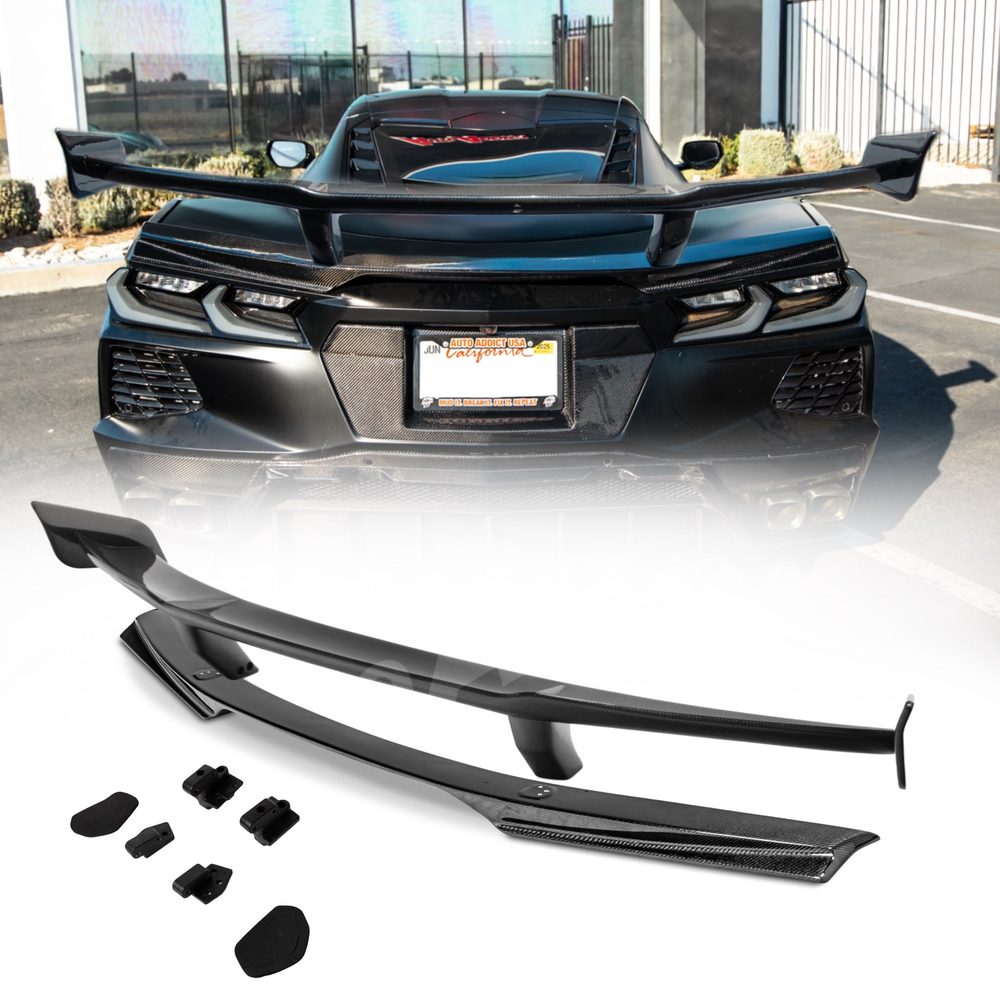 2020-2026 C8 Corvette Stingray ZR1 ZTK Rear Spoiler Gloss Carbon Fiber 1pc image 0